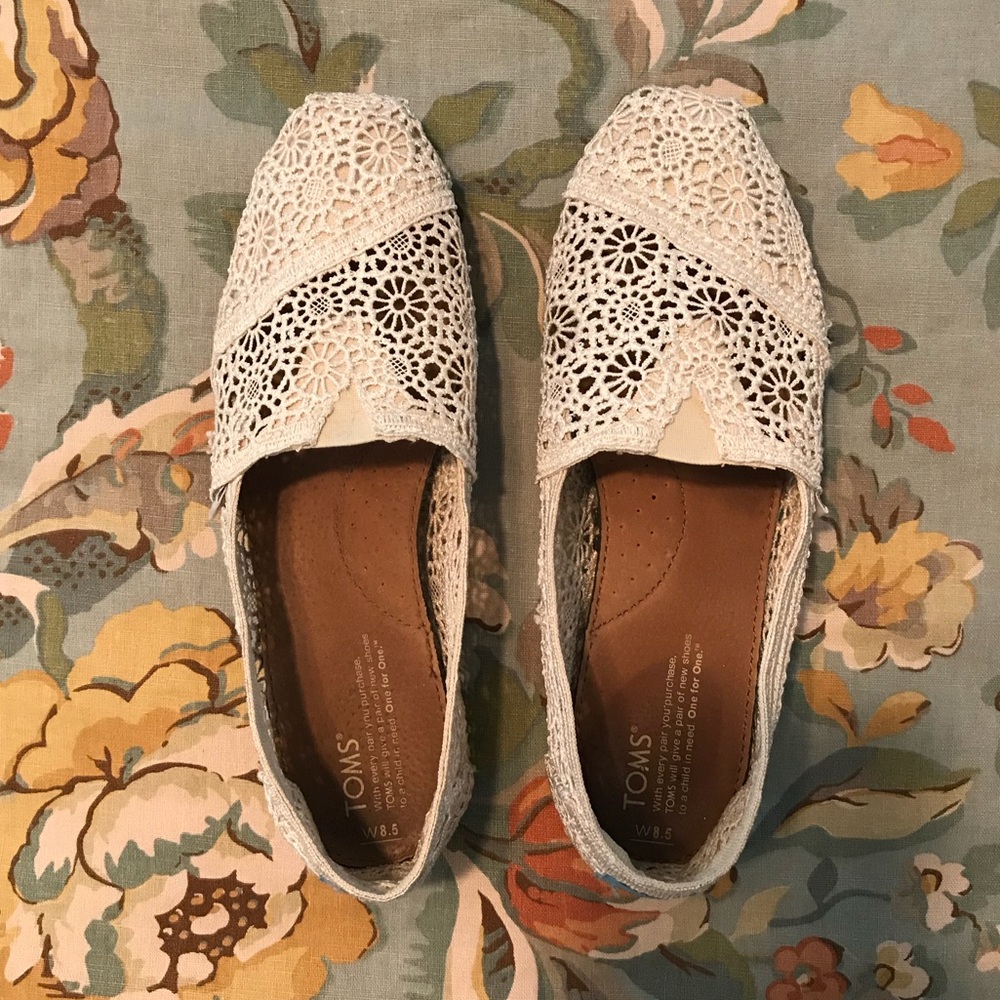 Women’s White Crochet TOMS
